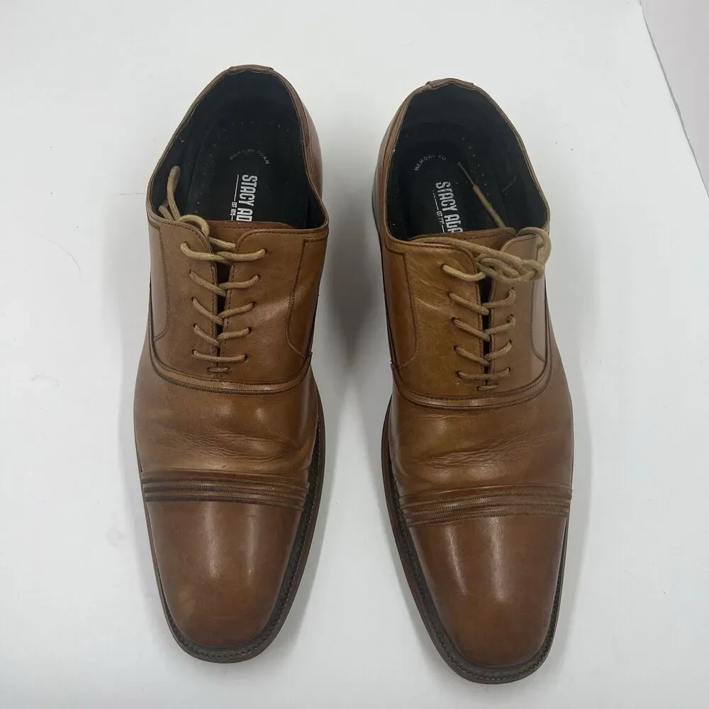 Stacy Adams Men’s Tan Lace Up Bingham Oxford Dress Shoes 11 Business Classy